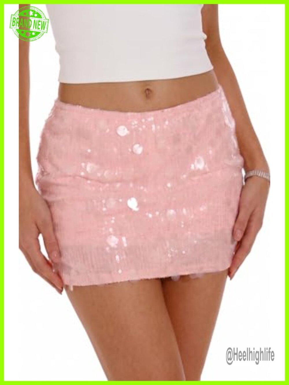 Sequin Mini Skirt Sparkly Skort with Built-in Shorts Elastic Waist Party